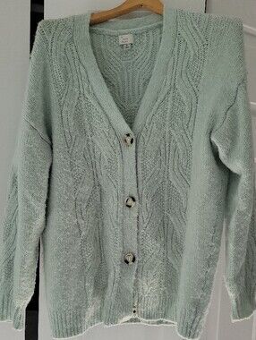 a new day Mint Green Cable-Knit Button Cardigan